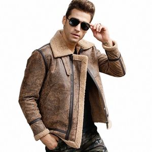 Vraie en cuir réelle pour hommes Vestes en cuir authentique Vestes en cuir Moitte M mantein Aviator Veste Veste Bomber Veste V9ou #