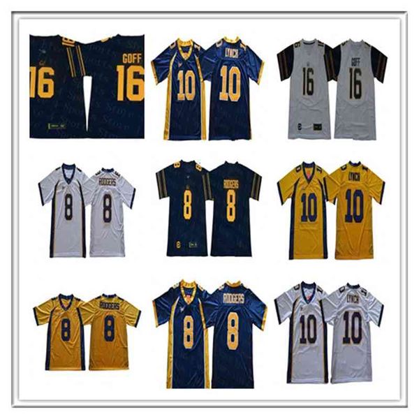 Hommes Retro 16 Jared Goff 8 Aaron Rodgers 10 Marshawn Lynch California Golden Bear College Football Stiched Jerseys Taille