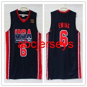 Men's Retro College cosió 5 David Robinson 6 Patrick Ewing 8 Scottie Pippen 1992 Dream Team Basketball Jersey S-XXL