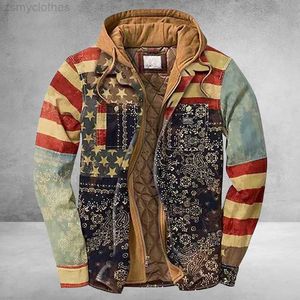 Chaqueta de camisa a cuadros de manga larga de invierno Retro Vintage para hombre, abrigo a cuadros, abrigo, chaqueta de bolsillo con capucha