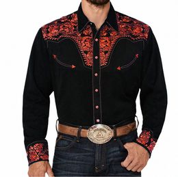 Chemise rétro pour hommes Western Mexico Hawaii pour hommes Floral 3D Prints Lg Sleeve Fi Designer Ventiler Vêtements pour hommes Vêtements Q6bc #