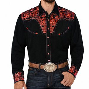 Heren Retro Western Mexico Hawaii Shirt Voor Mannen Bloemen 3D Prints Lg Mouw Fi Designer Ventileren Kleding Voor Man kleding Q6bc #