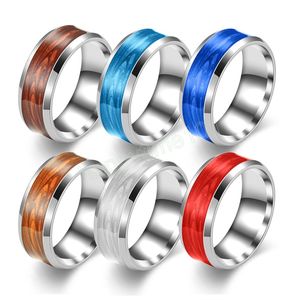 Herenring 8 mm kleurrijk titanium roestvrij stalen ringbanden sieraden blauw rood bruin bruiloft verlovingsringen accessoires bijoux