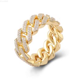 Herenringband geel goud met Vvs Moissanite diamant 10k eeuwigheid Cubaanse ringen hiphopstijl