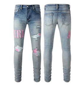 Jeans déchirés pour hommes pantalons tendance à imprimé hip hop rue Hop Street décontractée de haute qualité jeans jeans jeans