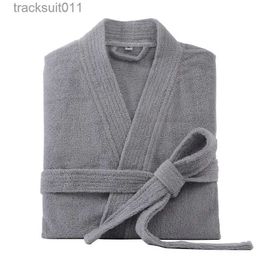 Men's Robes 100% coton peignoir pour hommes longue épaisse absorbant Terry peignoir Kimono hommes serviette peignoir solide vêtements de nuit femmes robe de chambre L231130