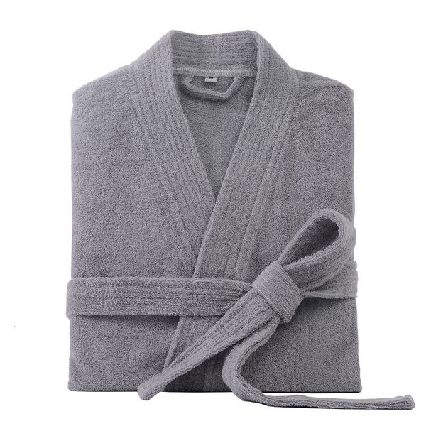 Hommes Robes 100 Coton Peignoir pour Hommes Long Épais Absorbant Terry Peignoir Kimono Serviette Solide Vêtements De Nuit Femmes Robe De Chambre 230802