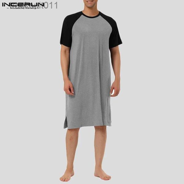 Robes pour hommes 2023 Hommes Robes Pyjamas Patchwork Lâche O-cou Court Sle Respirant Homewear Hommes Casual Confortable Loungewear S-3XL L231130