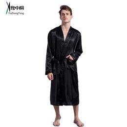 Herengewaden Zwart Los Vrije tijd Heren Rayon Satijnen Kamerjas Effen Kimono Badjas Informeel Nachtkleding Nachtkleding Pyjama S M L XL XXL TBG0610 231130