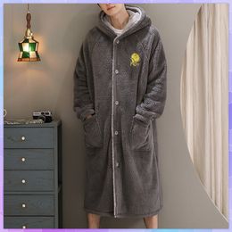 Heren gewaden Warm mouw Warm Robe voor Bathrobe Dikke Velvet Kimono Home Kleding Pijama Hombre Cardigan Mens Gown Design 221130