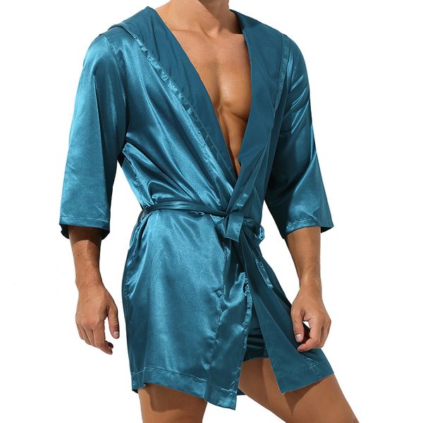 Robes pour hommes Pyjamas pour hommes Kimonos en soie Salles de bains Sweats à capuche pour hommes Pyjamas Szlafrok Manches Peignoir Corde Sexy Hombre Vêtements pour hommes 230330