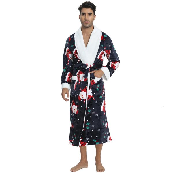 Men's Robes Robes pour hommes chaud automne hiver flanelle hommes peignoir épais longue nuit vêtements de nuit velours Kimono Robe vêtements pour hommes Homewear Robe de chambre 231212