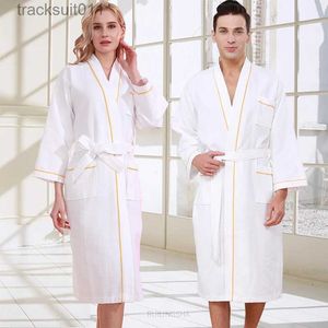 Hommes Robes Hommes Été Coton Gaufre Peignoir Grande Taille Kimono Serviette Peignoir Femmes Sexy Robe De Chambre Robe De Demoiselle D'honneur Sucer L'eau Vêtements De Nuit L231130