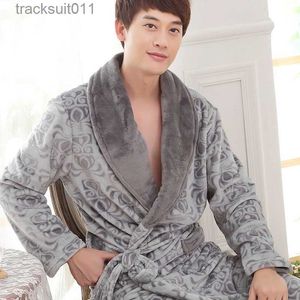 Robes masculines hommes Hiver épais flanelle chaude peignoir pour hommes luxe kimono robe sexy kimono robes thermale robe de chambre pyjamas l231130