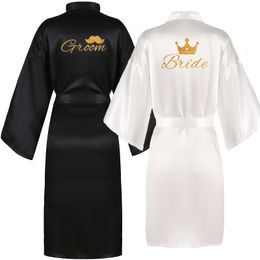 Robes pour hommes en gros satin imprimé mariée marié couple robes se marier mariage kimono mode hommes femmes maison chemise de nuit peignoir 221130