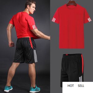 Heren Running Shirts Set Soccer T-shirt Sport Basketbal Shirt Kleding Fitness Shirt Ademend Sneldrogend Gym Jogging Pak