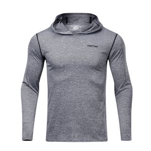 Heren Running T-shirt Lange mouw Hooded Gym Fitness Hoodie Shirts Jogging Slim Dry Fit Ademend Crossfit Sport Sportkleding 201004