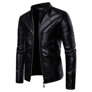 Jaqueta Slim Masculina Moda Cor Sólida Jaquetas de Inverno de Motocicleta chaqueta hombre Jaqueta de Couro Preto à Prova de Vento kurtka