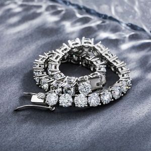 Tennisarmband S925 voor heren, 5,0 mm, geslepen moissanite diamant, witgoud verguld zilver