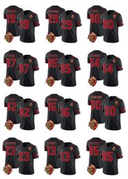 San''Francisco''49ers''Deebo Samuel Nick Bosa Jerry Rice Custom Black 2023 F.U.S.E.Maillot cousu de football 50e patch