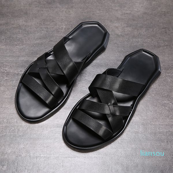 Sandalia para hombres Summer Top Shopes de cuero Zapatos de playa Fasion Fasion Casual transpirable sin deslizamiento Sandal Sandal Men