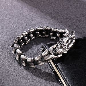 Bracelet en acier inoxydable en acier inoxydable de la tête de dragon celtique de l'homme, Viking Vintage Dragon Os Link Link Britannique Bracelet Cuff Cool 17mm 8 '' 104g