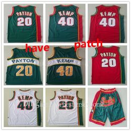 Hommes SeattleSuperSonicsThrowback Gary 20 Payton Shawn 40 Kemp Basketball Shorts Basketball Jerseys rouge blanc bleu haute qualité 01