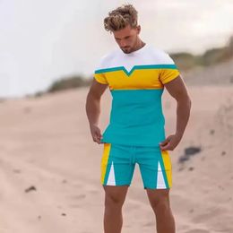 Sets masculins 3D Tracksuit Summer Fashion Vêtements For Man Tshirt Shorts 2 Piece Tenue Streetwear décontracté Men Suit surdimensionné 240415