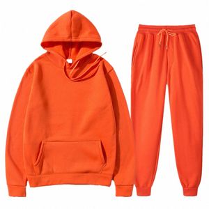 Heren Sets Hoodies + Broek Herfst Winter Capuchon Joggingbroek Fi Slim Fit Mannen Set Hoodie Broek Hip Hop Trui hoody G5tg #