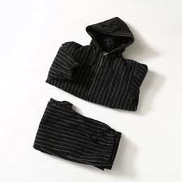 Conjuntos para hombre Chaqueta Pantalón Cálido Grueso Con capucha Trajes de chándal casuales 24SS Negro
