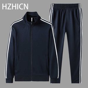 Ensembles pour hommes Sweat-shirt en polyester Sporting Coton Gymnases Printemps Veste + Pantalon Casual Survêtements pour hommes Sportswear Fitness Ropa Hombre 211006