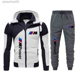 Herensets Tweede stuk Hoodies Tracksuit Zipper Jacket Pants Men Sportpakken BMW Power Print Sportswear