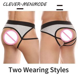 Big sac sexy pour hommes ouverte arrière string coton string crop top sous-vêtements érotiques culte masculine fétiche gay sissy bikini