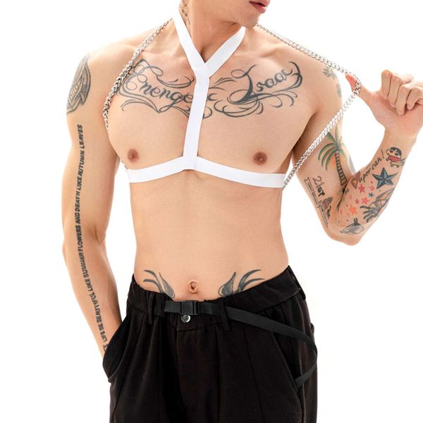 Soutien-gorge squelette Sexy pour hommes, sangle de poitrine, sous-vêtements sexuels BDSM, vêtements Sissy, accessoires de collier de Bikini fétichiste, Lingerie Gay