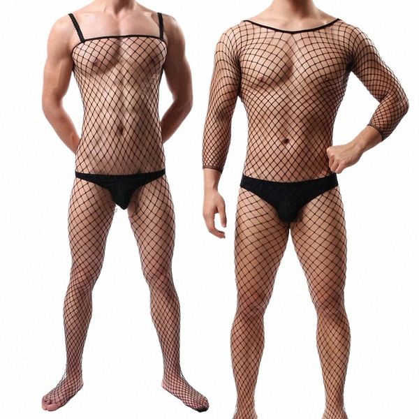 Collants résille sexy pour hommes Voir à travers des collants de nuit Bodys masculins Bas érotiques pour homme Fun Lingerie Date Vêtements s8cj #