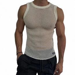 Hommes Sexy See-through Mesh Vest Top T-shirt Casual Mesh Transparent Sleevel Top Vest Beach Muscle Hommes Super Cool Vêtements 33 48yO #