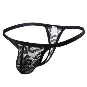 Mannen sexy pure kanten ondergoed transparante bloemen mesh string erotische slipje fetish sissy gay bikini lingerie