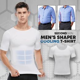 Heren Shaper Cooling T-shirt Compressie Shapewear Body Shaper Borst Binder Shirt Afslanken Taille Tummy Trimmer Shapers Body Top 240126