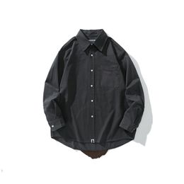 Chemise pour hommes automne nouvelle marque de mode japonaise mode grande taille chemise à manches longues pour hommes lettre imprimée décontracté tout couleur unie manteau à revers