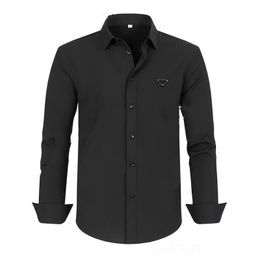 Chemise de chemise pour hommes chemises de commerce décontractées de haute qualité chemise à manches longues à manches à manches solides en couleur quatre saisons chemise plus taille