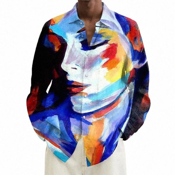 Camisa para hombres Fi Casual Graffiti Calle abstracta Material de calidad de fiesta al aire libre Suave y cómodo 2023 Nuevo F4mk #