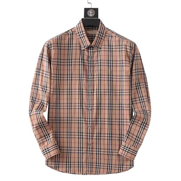 Camisa de los hombres Diseñador de lujo camisa de negocios casual de los hombres Vestido clásico de los hombres camisa a cuadros de los hombres de manga larga marca de moda primavera M-4XL 02