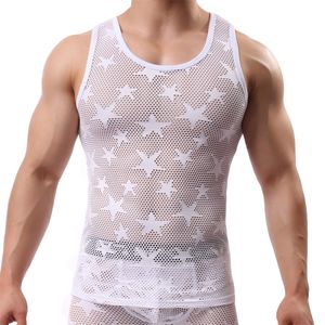 Chemise pour hommes débardeur vêtements de sport musculation maille voir à travers la chemise de Fitness respirant Ropa intérieur Singlet Erkek Giyim 220516