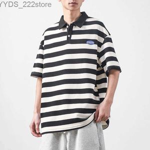 Chemises masculines Chemises américaines pour hommes à manches courtes nouvelles et t-shirts à rayures à manches courtes YQ240422