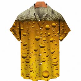 Chemises pour hommes Chemises de bière pour hommes Fi Chemise hawaïenne Casual Vocati Blouses de plage Blouse de vacances Vêtements pour hommes Camisa Été G4QH #