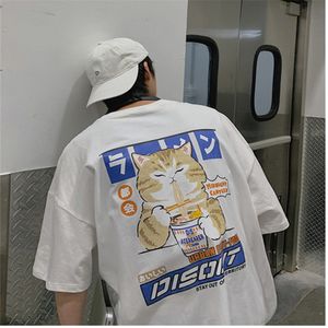 Herenoverhemden Cat Cartoon Graphic Men Shirt Casual Baggy Baggy Short Sleeve Japanse Style Otenized T -shirt Kleding 230419