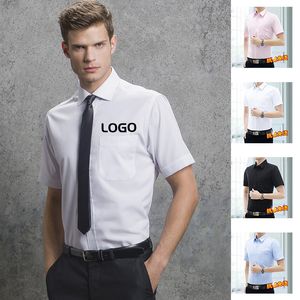 Chemises pour hommes personnalisé mâle social formel anti-rides pas de repassage élasticité slim fit hommes d'affaires décontracté chemise à manches courtes 220623