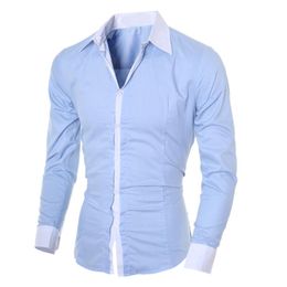 Camisas de hombre Personalidad de la moda para hombre Camisa de manga larga delgada ocasional Blusa superior 5 colores Negro Blanco Camisa de hombre estilo 20191279H