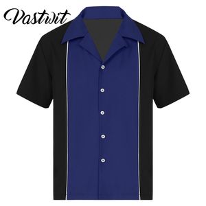 Chemises pour hommes Hommes Fahion Bowling Style cubain rétro à manches courtes Camp Vintage boutonné chemise décontractée 230809