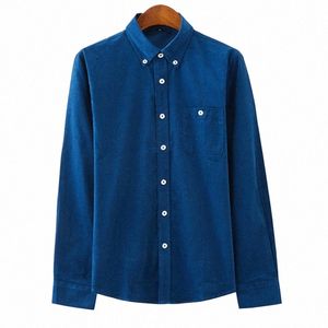 Chemises pour hommes multicolore classique couleur Pure chemises en velours côtelé hommes décontracté chemise japonaise Fi Lg manches chemises 476E #